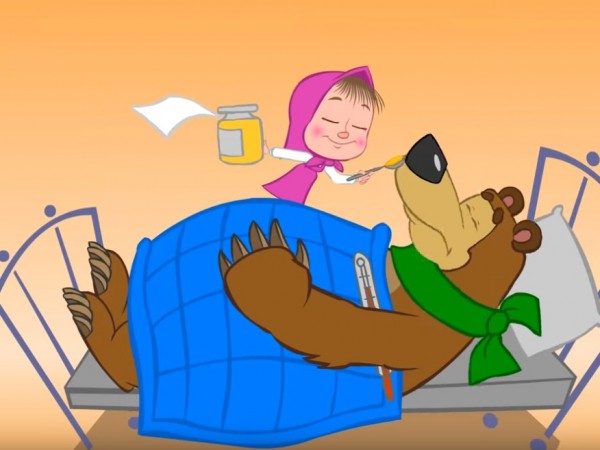 Епизодът "Маша хапва каша" от популярната руска анимационна поредица "Маша