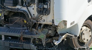 Челна катастрофа между два товарни автомобила затрудни движението по пътя