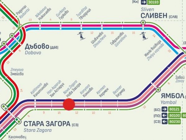 Движението на влаковете в участъка между гарите Коньово и Стара