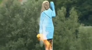 Statue of Melania Trump set on fire in Slovenia Here