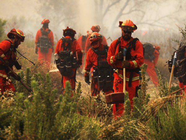 Пожарникари се борят с мащабен горски пожар в Калифорния, който