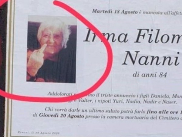 Некрологът на 84-годишна италианка Ирма Нани , починала на 18