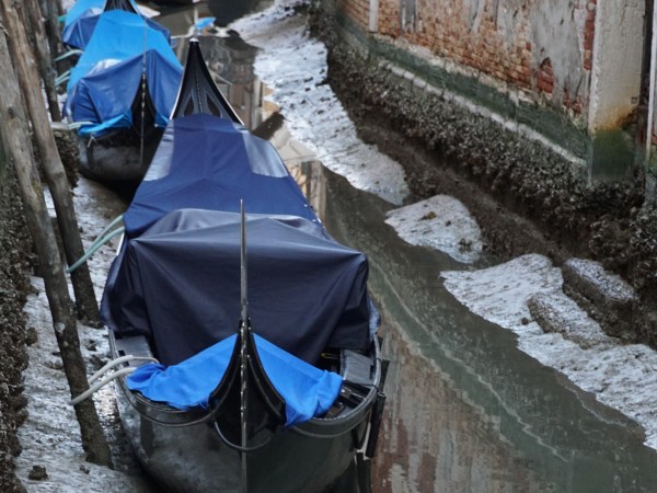 Някои канали във Венеция пресъхнаха заради необичайно ниските води няколко