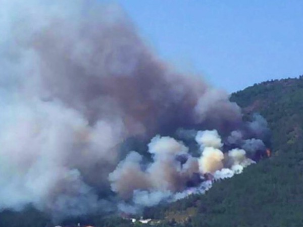 Огромен пожар бушува до турския курорт Мармарис. Огънят е близо