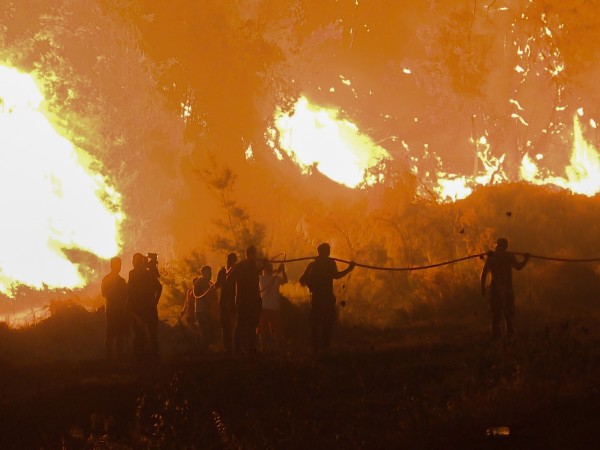 Нов голям пожар бушува в Южна Гърция. Огънят се е