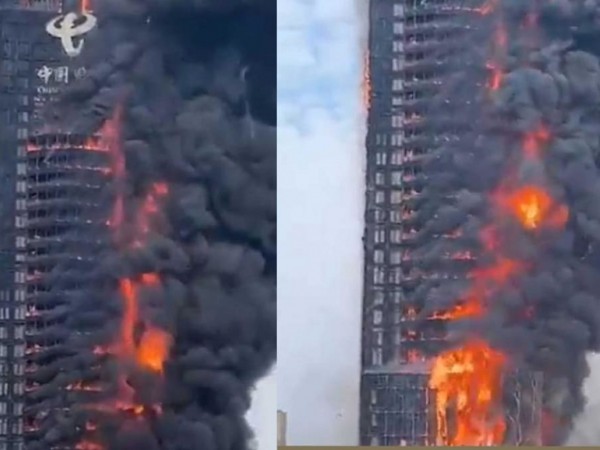Голям пожар избухна в небостъргач в централния китайски град Чанша,