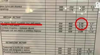 Любослав Костов от КНСБ публикува снимка на менюто с цените