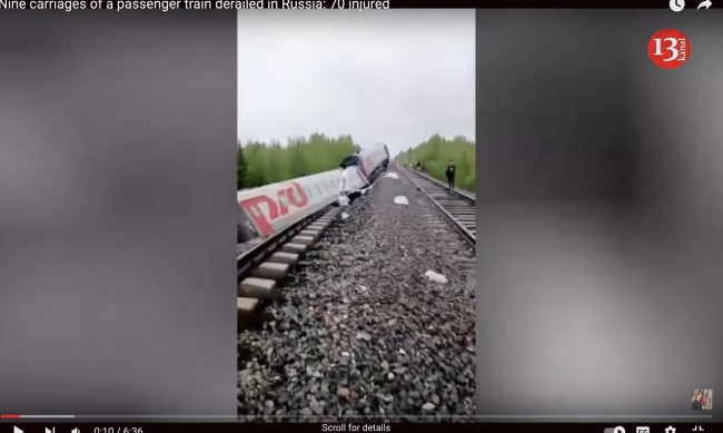 Двама души са загинали при дерайлирането на влак в Коми